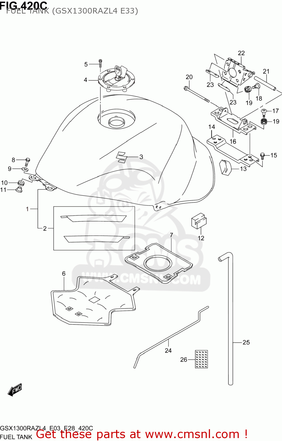FUEL TANK (GSX1300RAZL4 E33) GSX1300RAZ HAYABUSA 2014 (L4) USA (E03)