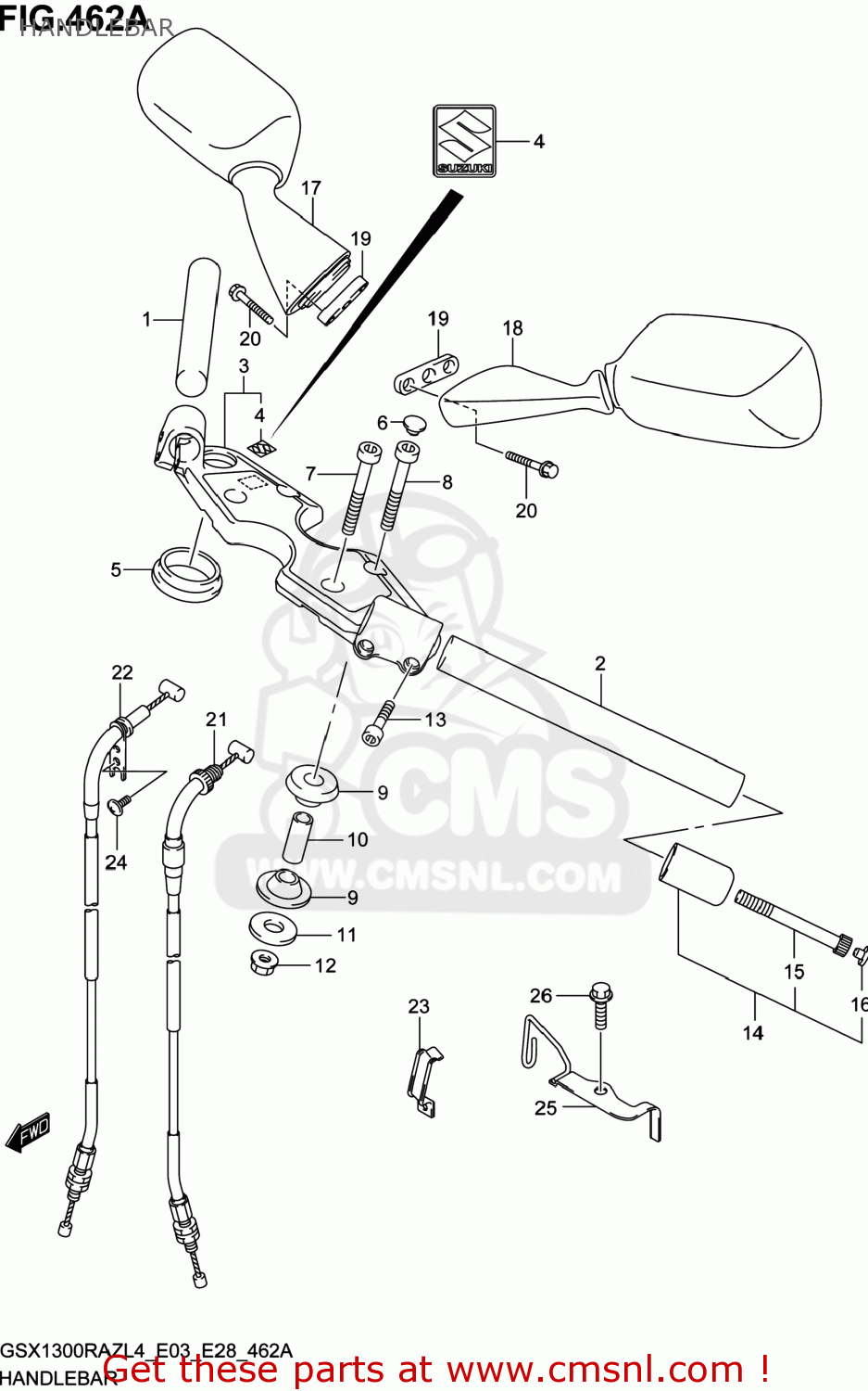 HANDLEBAR GSX1300RAZ HAYABUSA 2014 (L4) USA (E03)