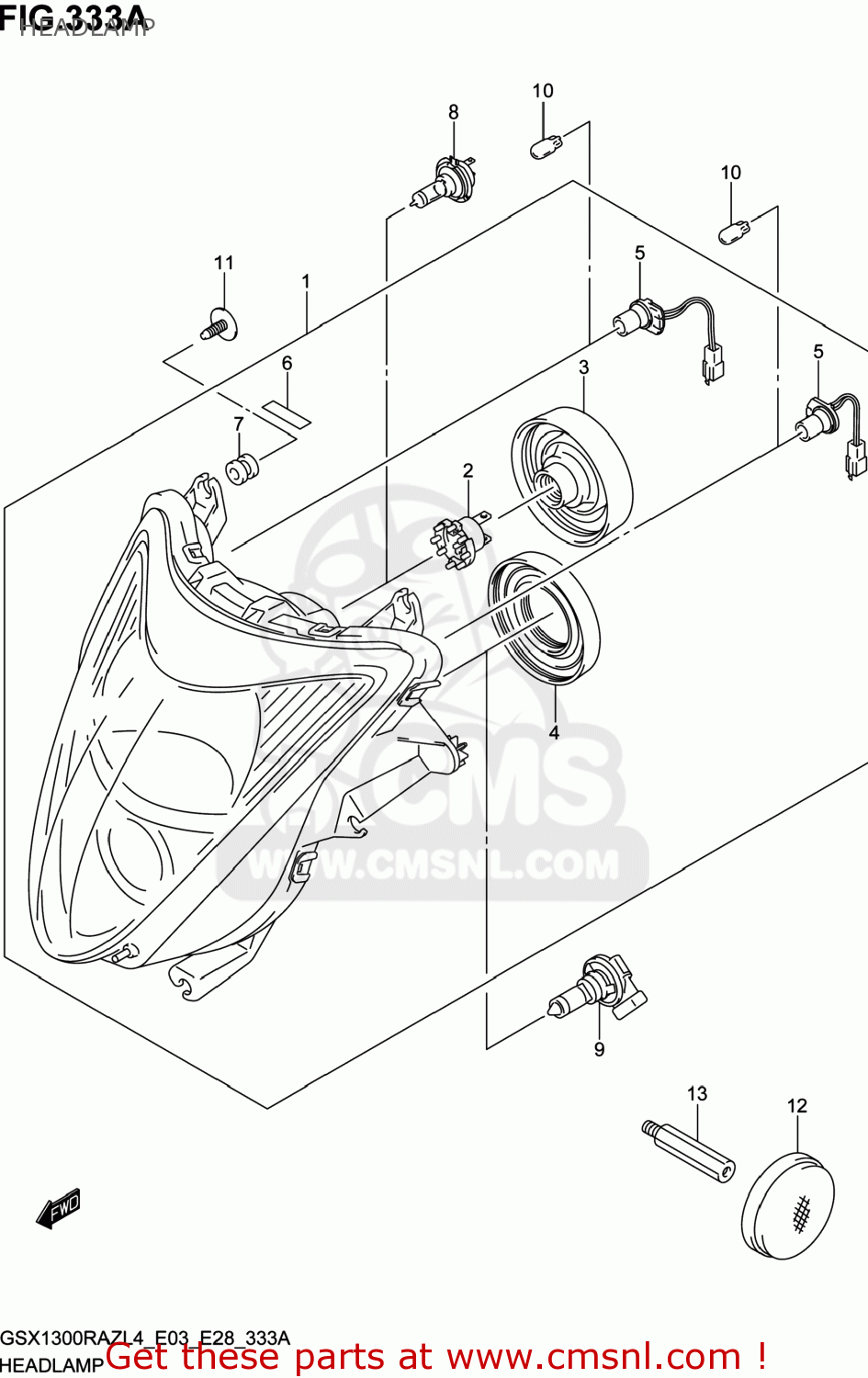 HEADLAMP GSX1300RAZ HAYABUSA 2014 (L4) USA (E03)