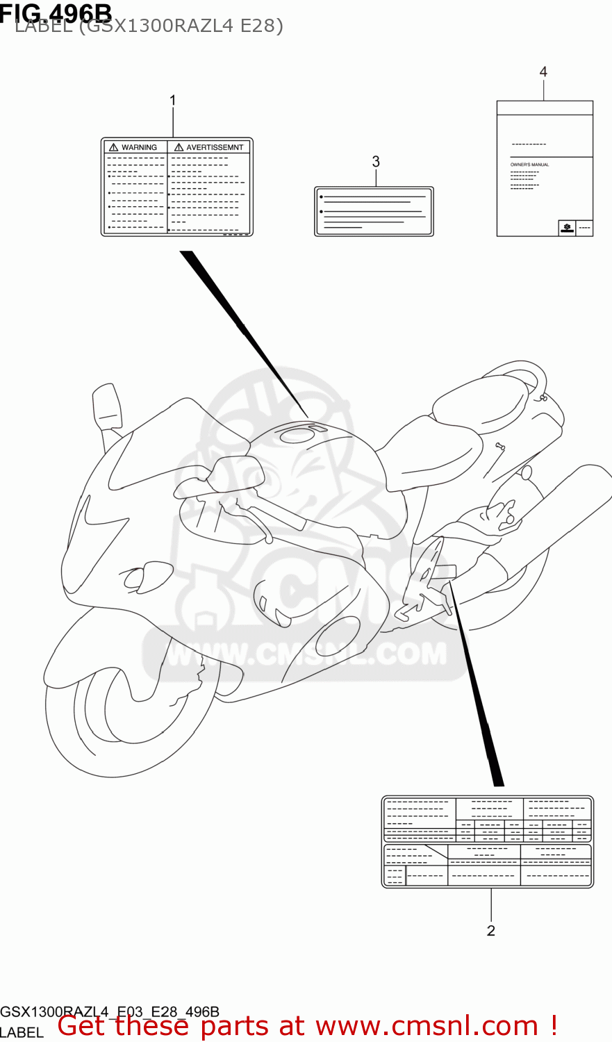 LABEL (GSX1300RAZL4 E28) GSX1300RAZ HAYABUSA 2014 (L4) USA (E03)