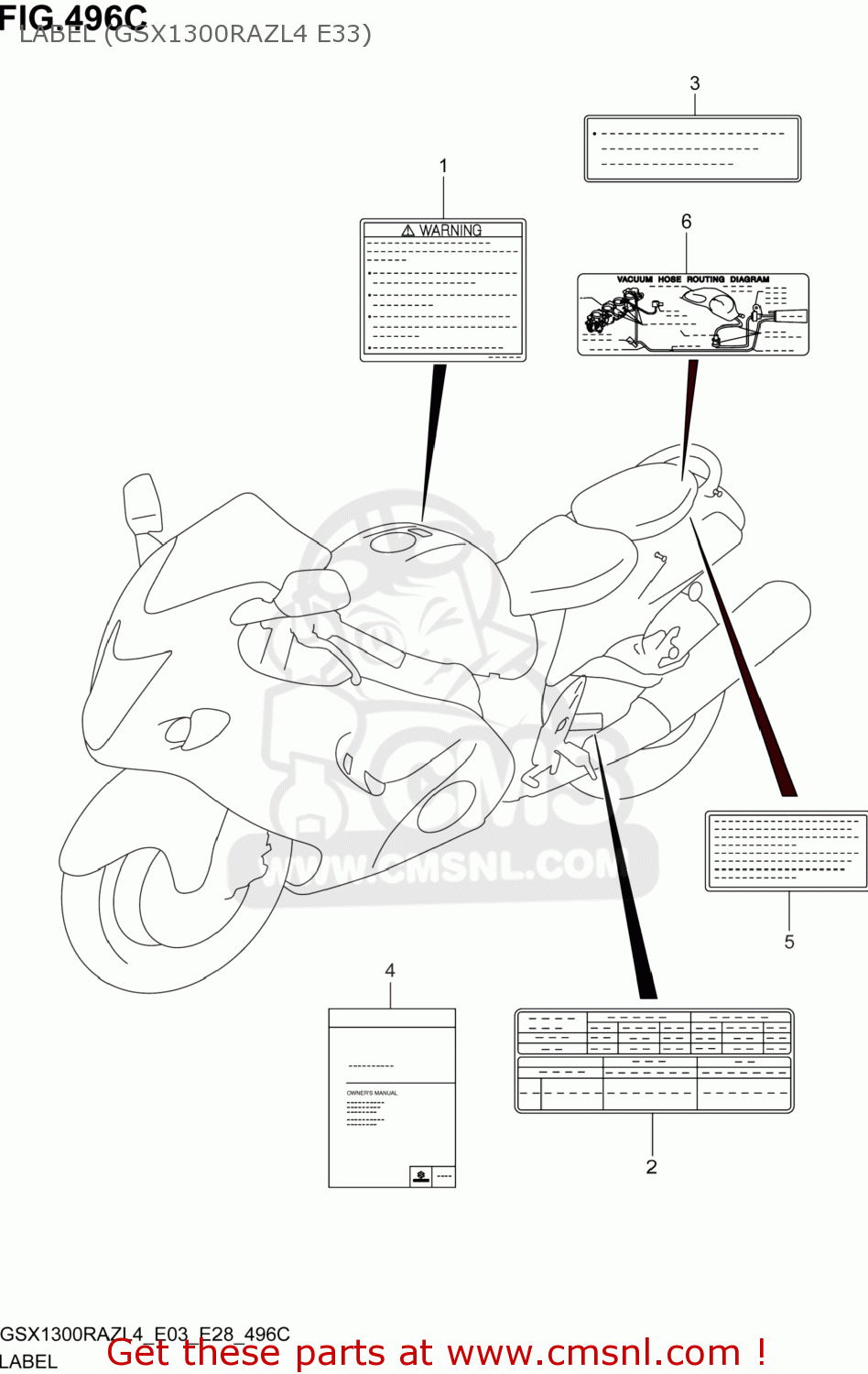 LABEL (GSX1300RAZL4 E33) GSX1300RAZ HAYABUSA 2014 (L4) USA (E03)