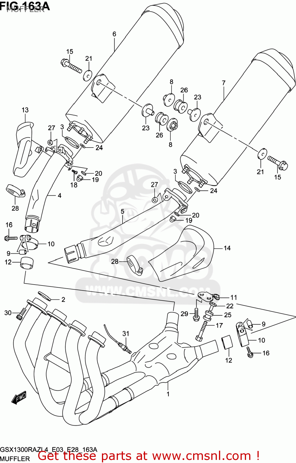 MUFFLER GSX1300RAZ HAYABUSA 2014 (L4) USA (E03)