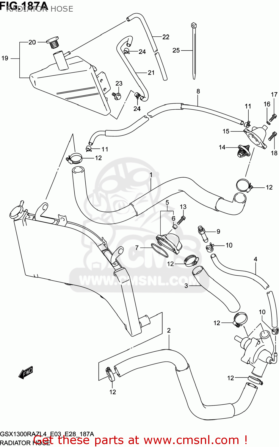 RADIATOR HOSE GSX1300RAZ HAYABUSA 2014 (L4) USA (E03)
