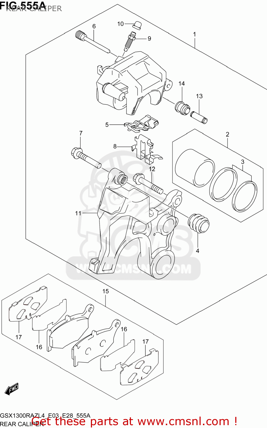 REAR CALIPER GSX1300RAZ HAYABUSA 2014 (L4) USA (E03)