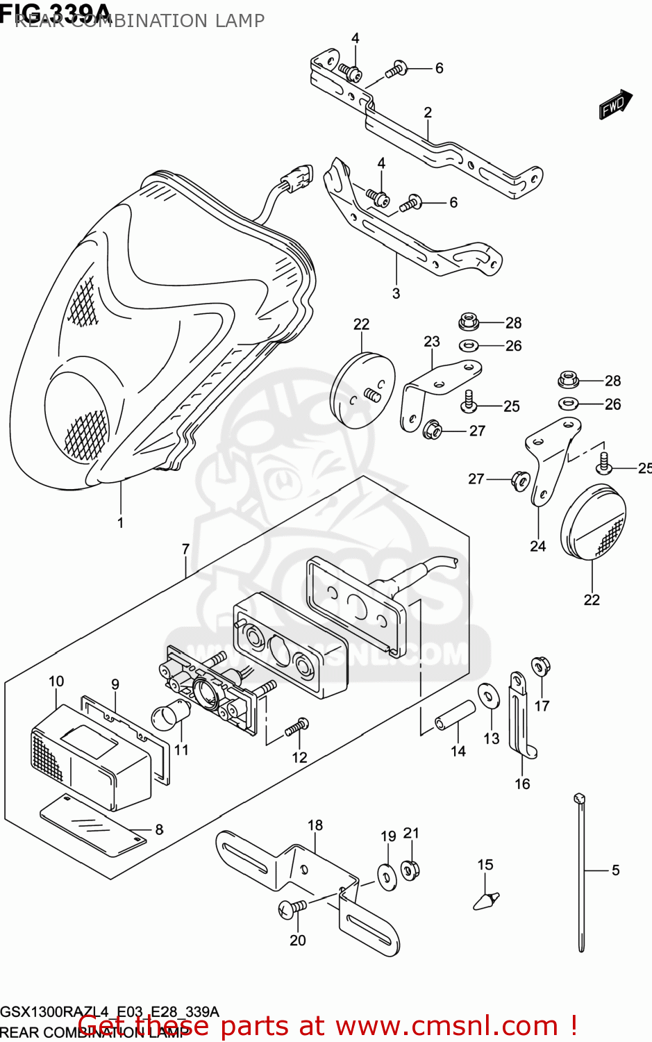 REAR COMBINATION LAMP GSX1300RAZ HAYABUSA 2014 (L4) USA (E03)