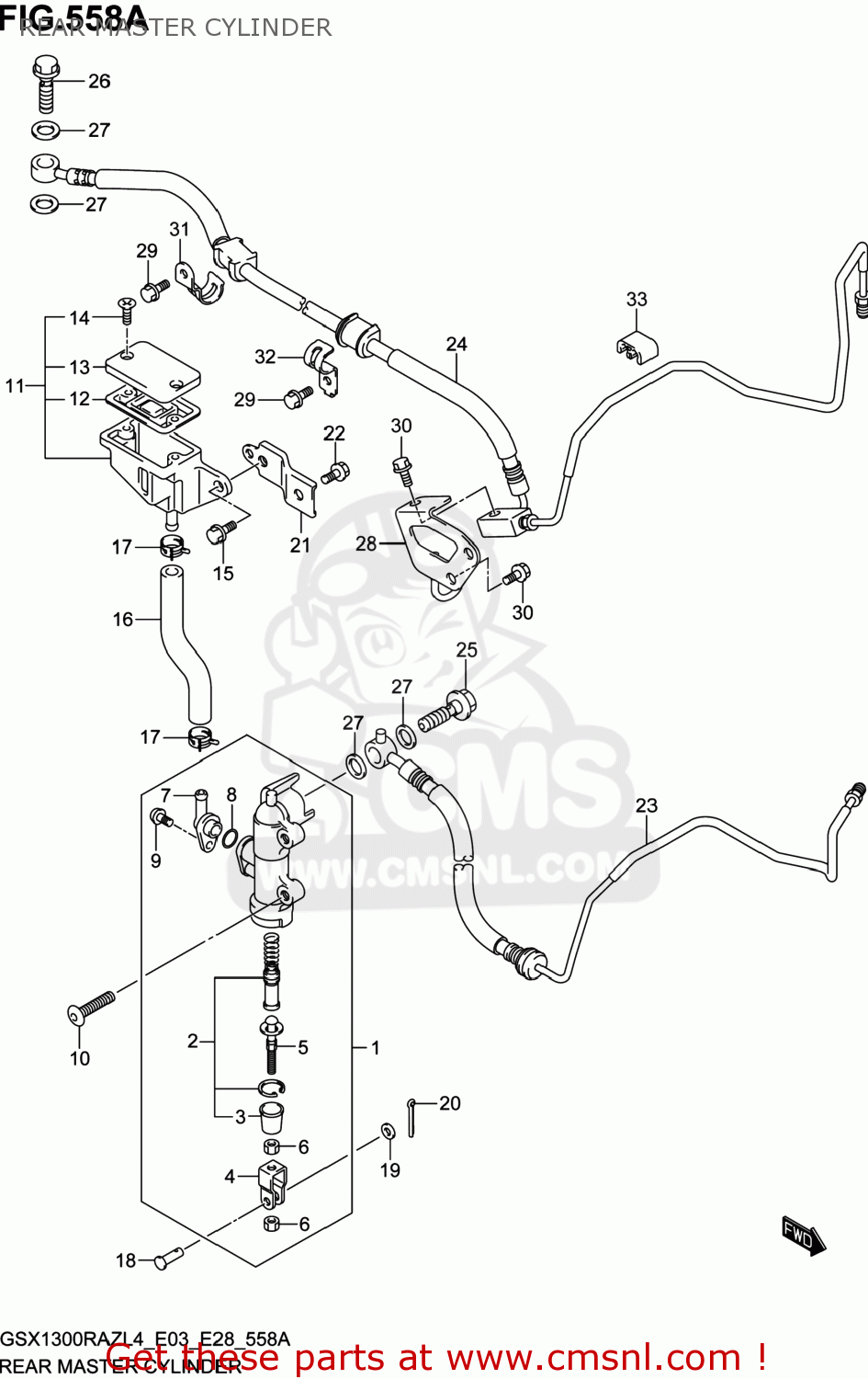 REAR MASTER CYLINDER GSX1300RAZ HAYABUSA 2014 (L4) USA (E03)