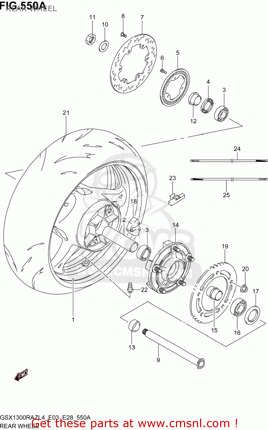 REAR WHEEL GSX1300RAZ HAYABUSA 2014 (L4) USA (E03)