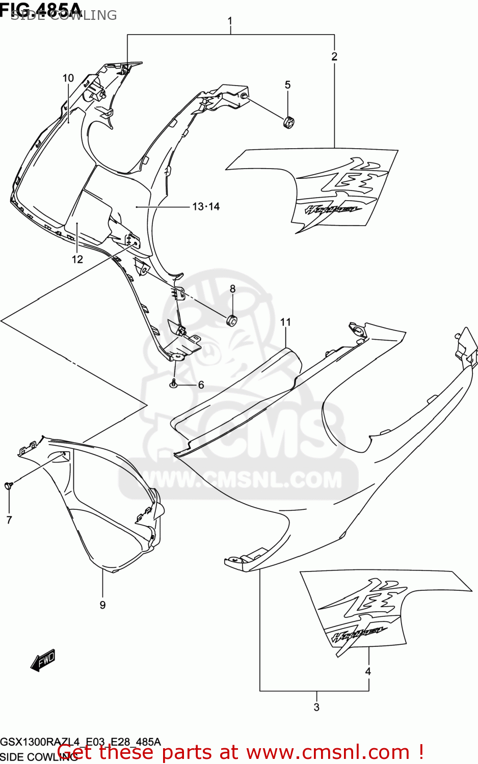 SIDE COWLING GSX1300RAZ HAYABUSA 2014 (L4) USA (E03)