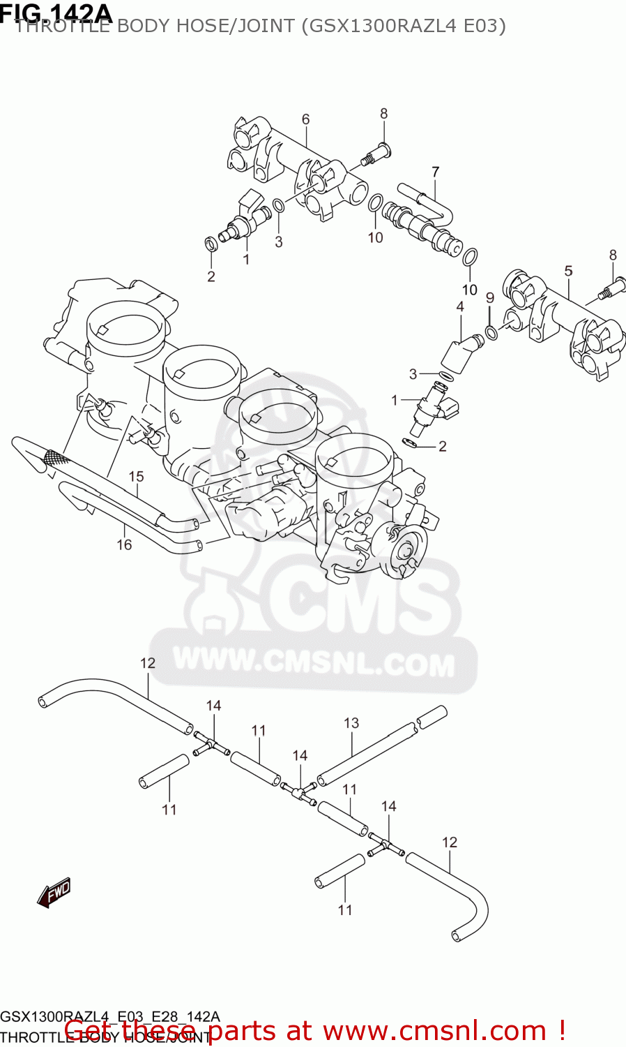 THROTTLE BODY HOSE/JOINT (GSX1300RAZL4 E03) GSX1300RAZ HAYABUSA 2014 (L4) USA (E03)