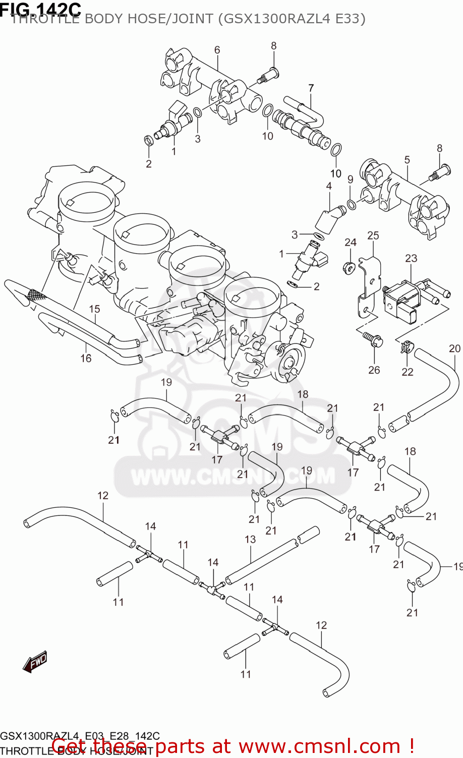 THROTTLE BODY HOSE/JOINT (GSX1300RAZL4 E33) GSX1300RAZ HAYABUSA 2014 (L4) USA (E03)