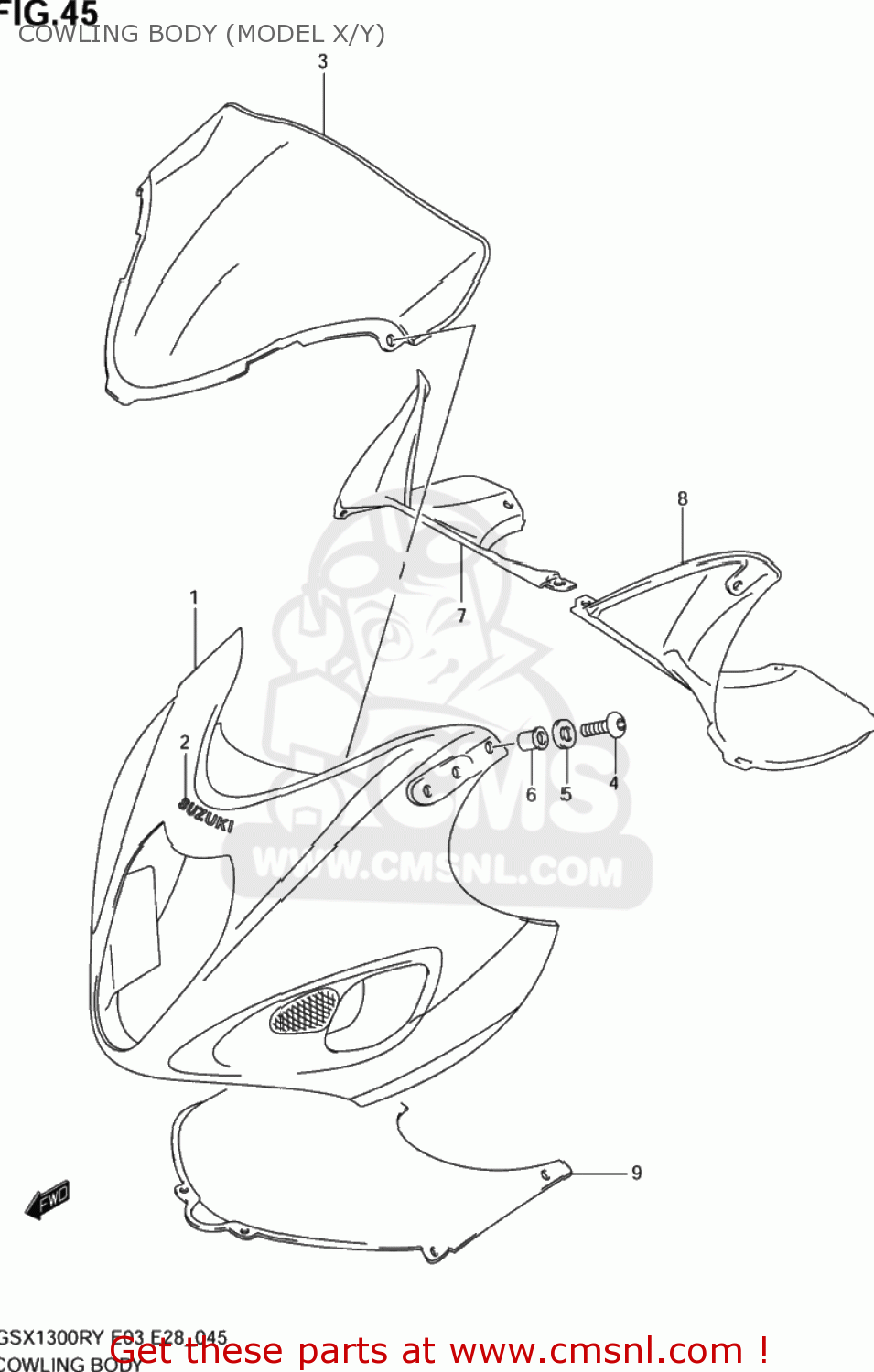 COWLING BODY (MODEL X/Y) GSX1300RZ HAYABUSA 1999 (X) USA (E03)