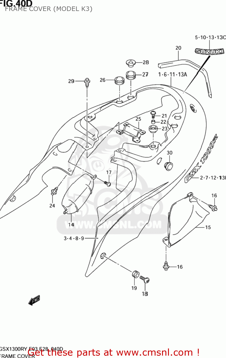 FRAME COVER (MODEL K3) GSX1300RZ HAYABUSA 1999 (X) USA (E03)