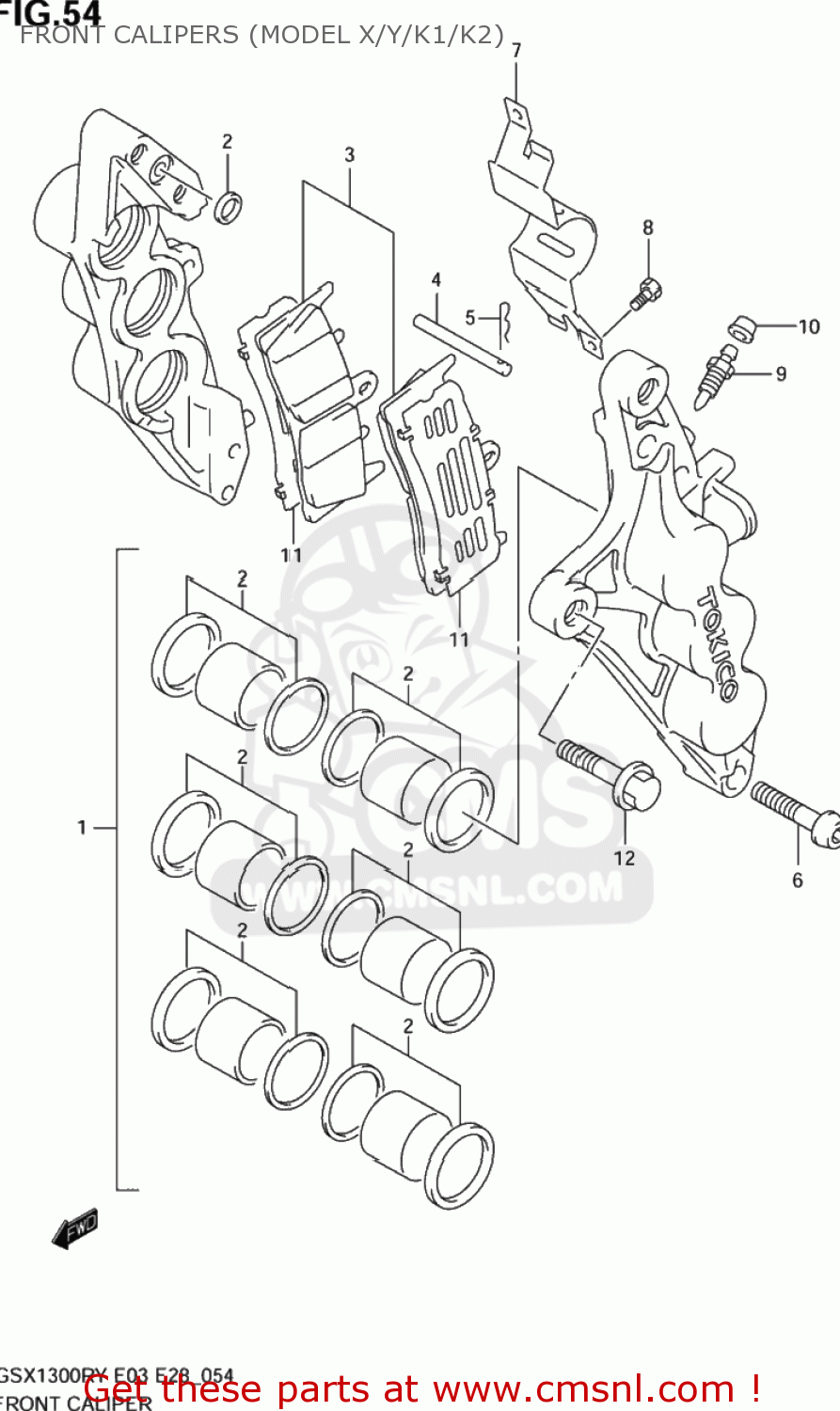 FRONT CALIPERS (MODEL X/Y/K1/K2) GSX1300RZ HAYABUSA 1999 (X) USA (E03)