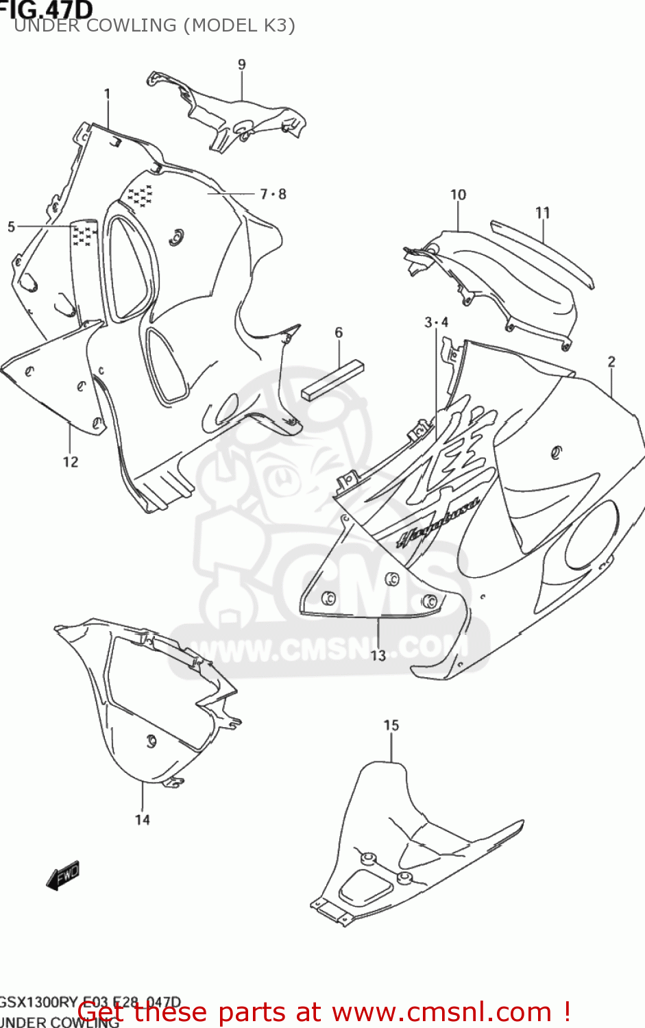 UNDER COWLING (MODEL K3) GSX1300RZ HAYABUSA 1999 (X) USA (E03)