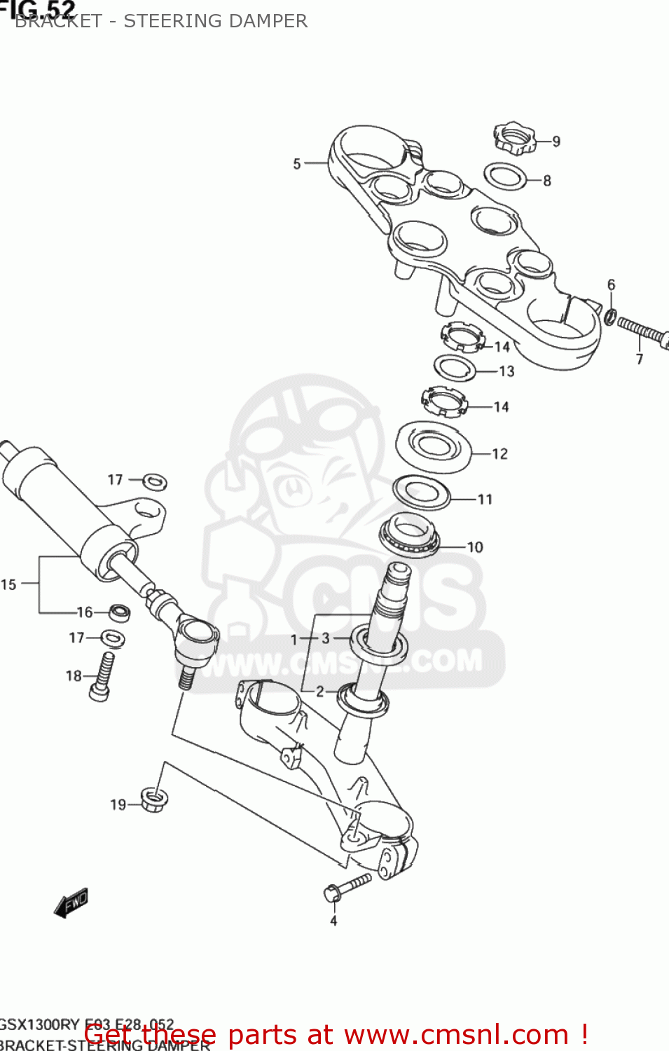 BRACKET - STEERING DAMPER GSX1300RZ HAYABUSA 2000 (Y) USA (E03)