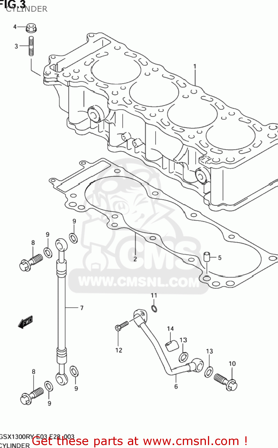 CYLINDER GSX1300RZ HAYABUSA 2000 (Y) USA (E03)