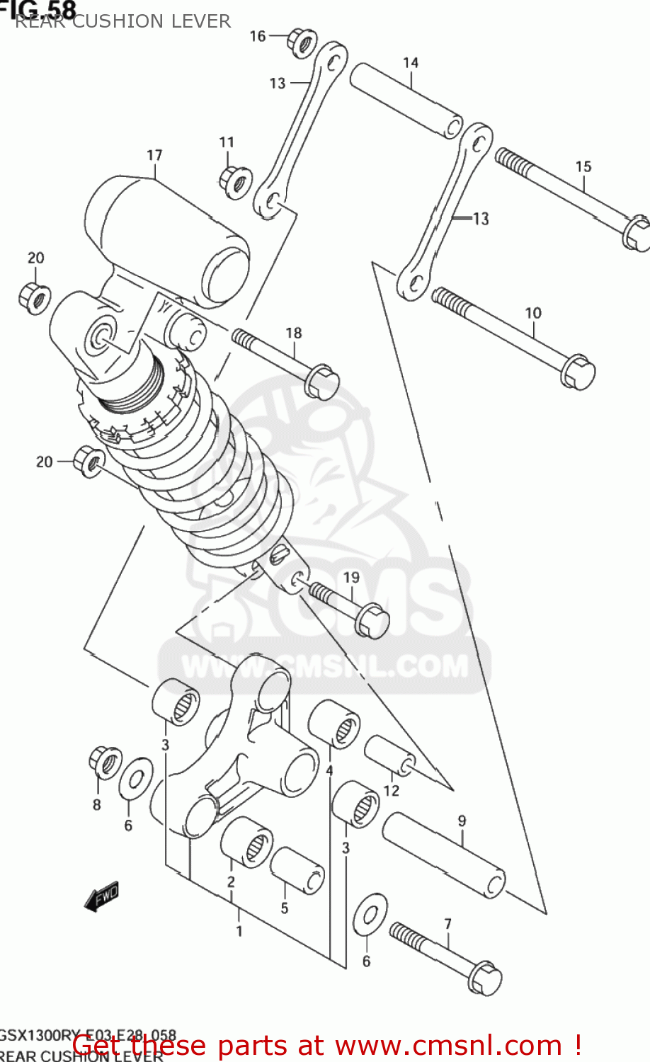 REAR CUSHION LEVER GSX1300RZ HAYABUSA 2000 (Y) USA (E03)