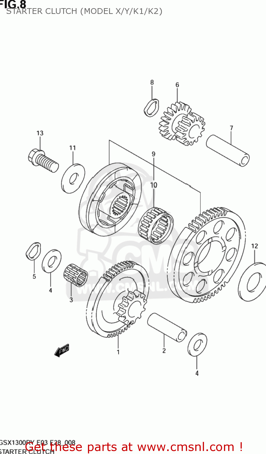 STARTER CLUTCH (MODEL X/Y/K1/K2) GSX1300RZ HAYABUSA 2000 (Y) USA (E03)