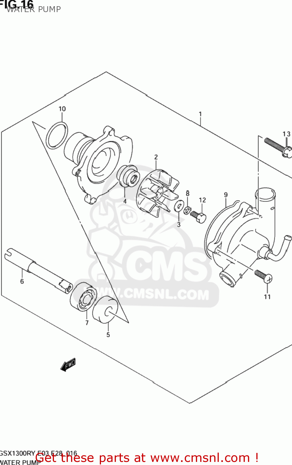 WATER PUMP GSX1300RZ HAYABUSA 2000 (Y) USA (E03)