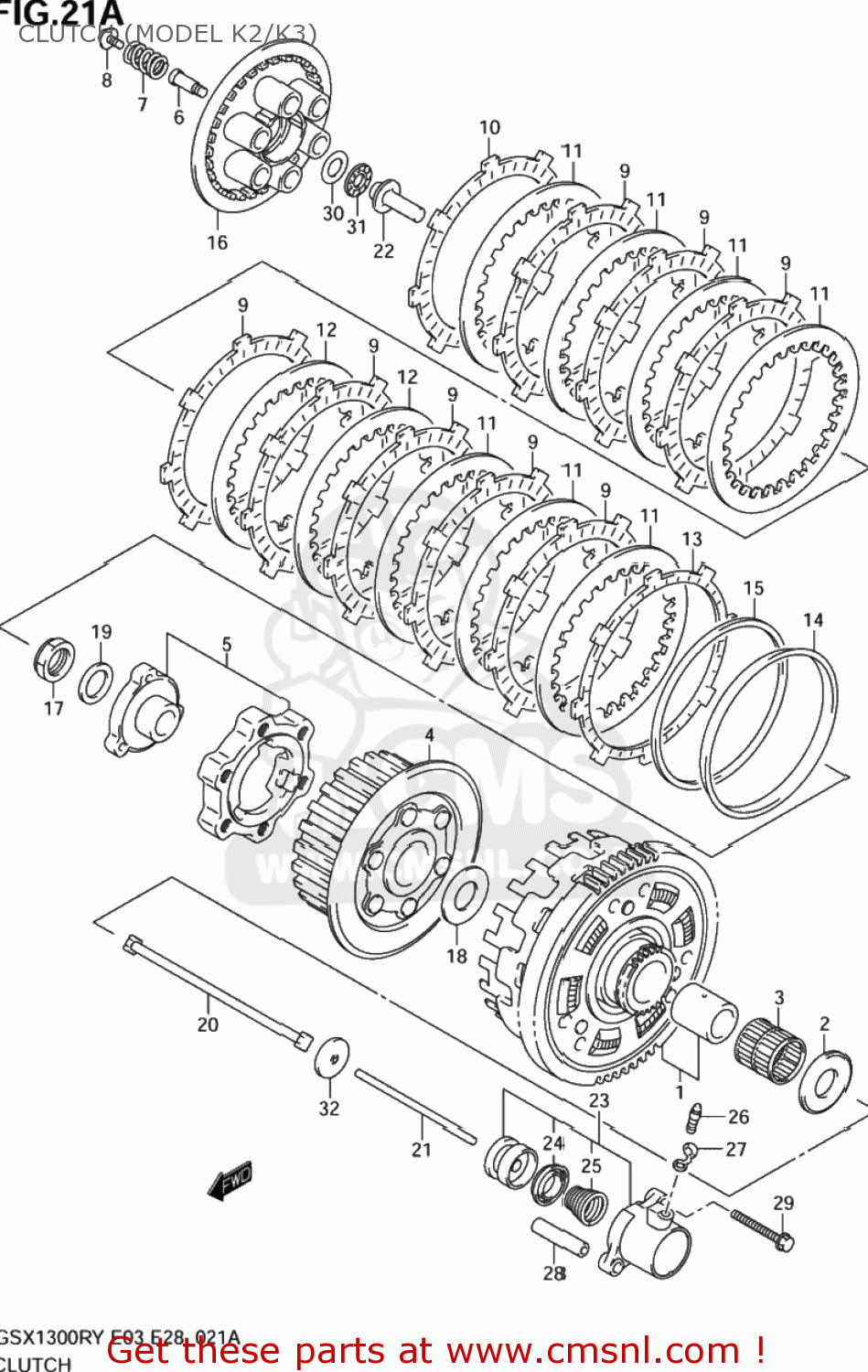 CLUTCH (MODEL K2/K3) GSX1300RZ HAYABUSA 2001 (K1) USA (E03)