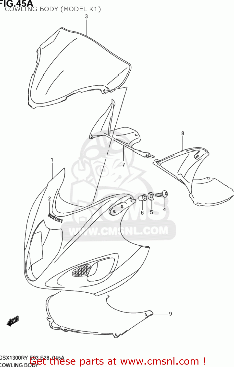 COWLING BODY (MODEL K1) GSX1300RZ HAYABUSA 2001 (K1) USA (E03)