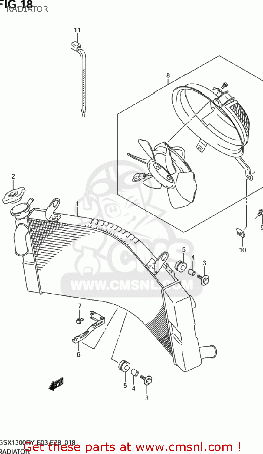 RADIATOR GSX1300RZ HAYABUSA 2001 (K1) USA (E03)