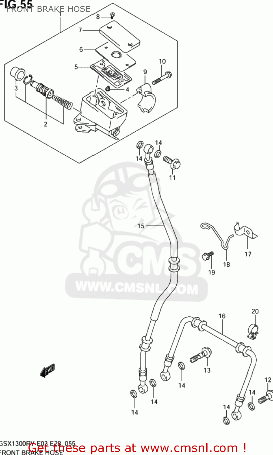 FRONT BRAKE HOSE GSX1300RZ HAYABUSA 2002 (K2) USA (E03)