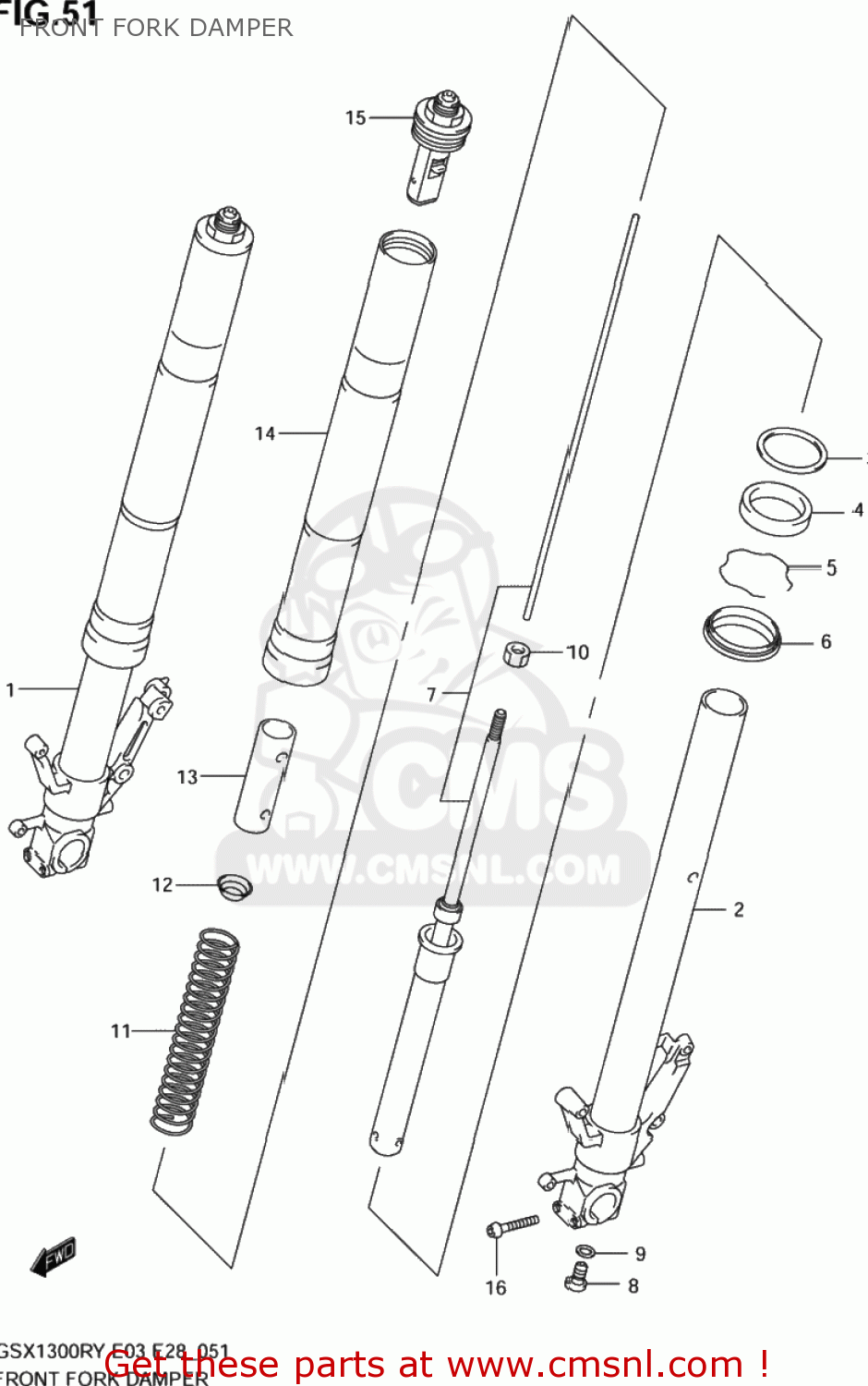FRONT FORK DAMPER GSX1300RZ HAYABUSA 2002 (K2) USA (E03)