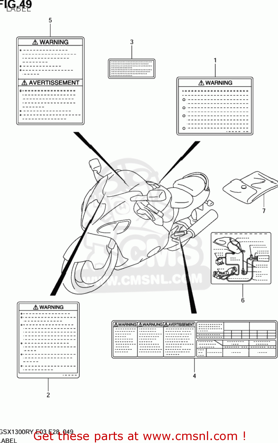 LABEL GSX1300RZ HAYABUSA 2002 (K2) USA (E03)