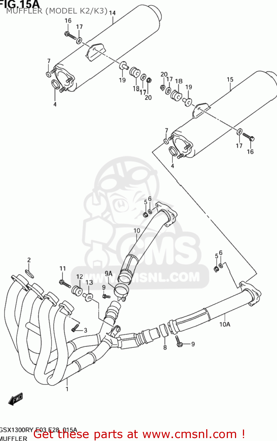 MUFFLER (MODEL K2/K3) GSX1300RZ HAYABUSA 2002 (K2) USA (E03)