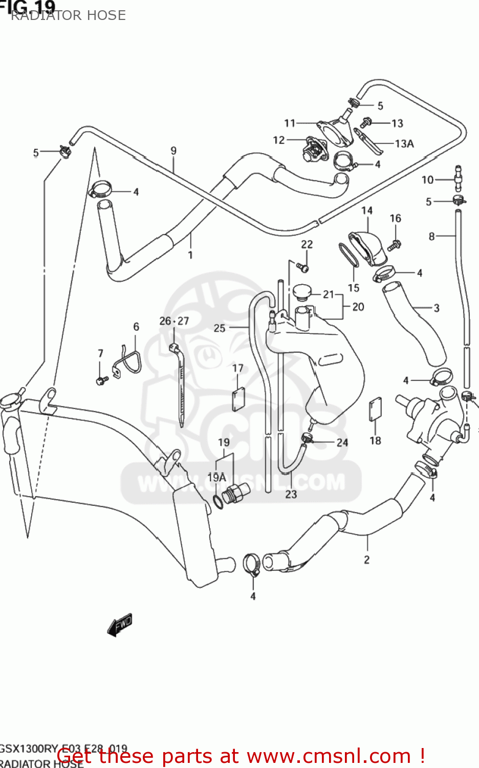 RADIATOR HOSE GSX1300RZ HAYABUSA 2002 (K2) USA (E03)