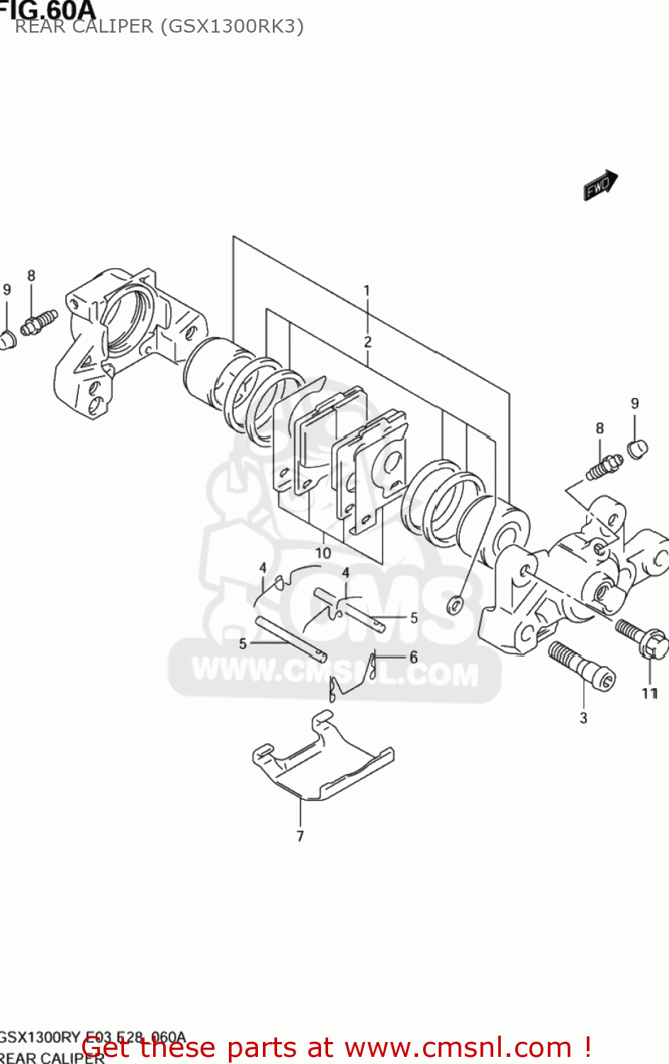 REAR CALIPER (GSX1300RK3) GSX1300RZ HAYABUSA 2002 (K2) USA (E03)
