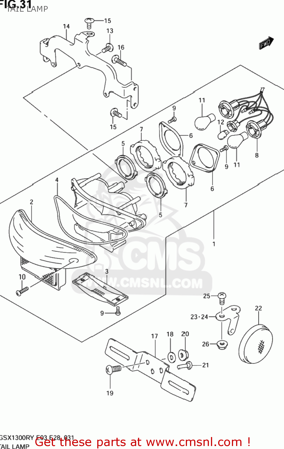 TAIL LAMP GSX1300RZ HAYABUSA 2002 (K2) USA (E03)