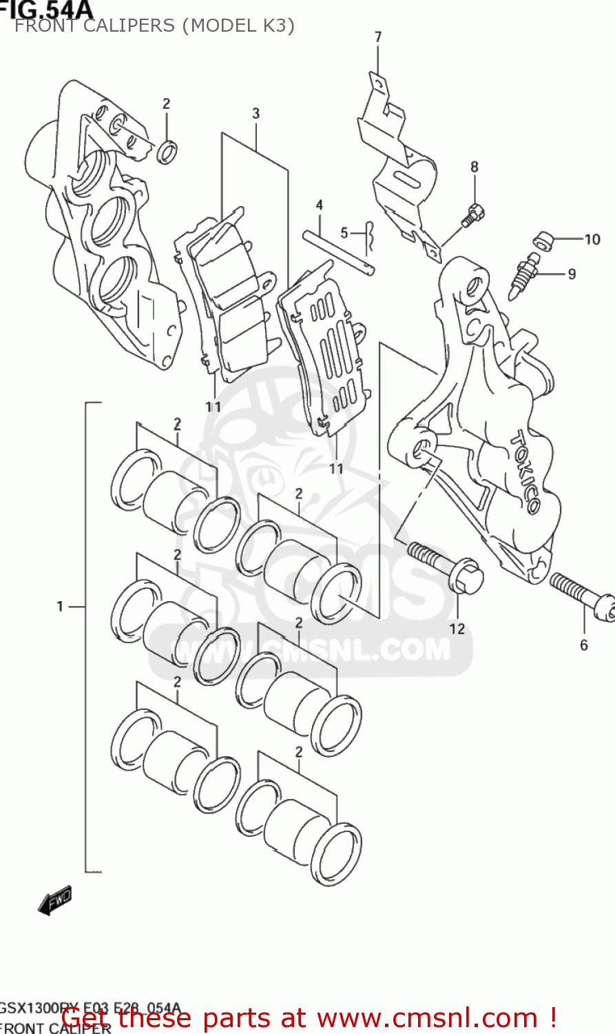 FRONT CALIPERS (MODEL K3) GSX1300RZ HAYABUSA 2003 (K3) USA (E03)