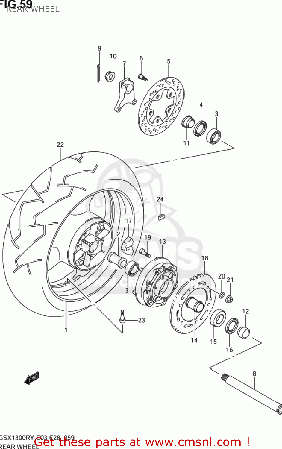 REAR WHEEL GSX1300RZ HAYABUSA 2003 (K3) USA (E03)