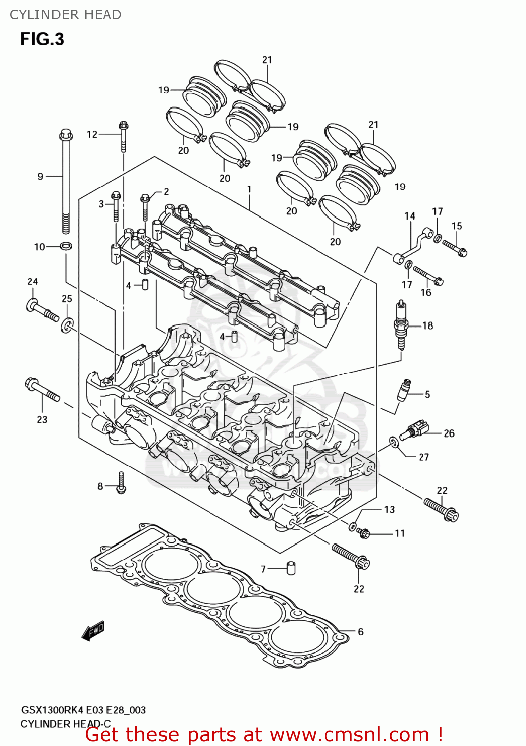 CYLINDER HEAD GSX1300RZ HAYABUSA 2004 (K4) USA (E03)