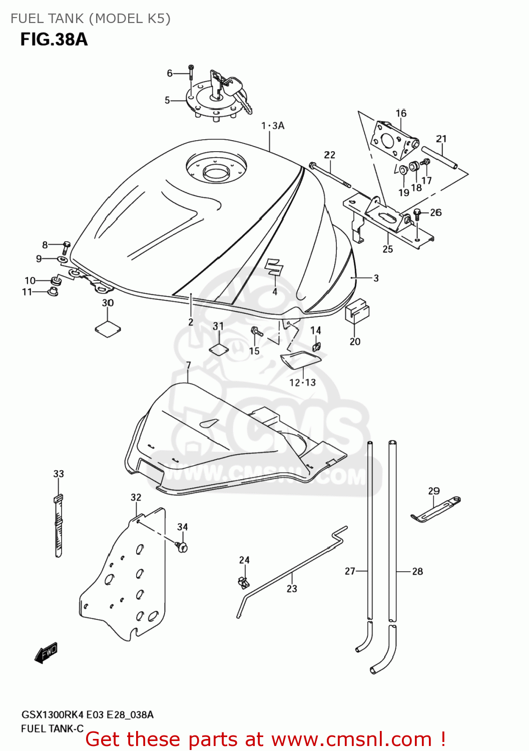FUEL TANK (MODEL K5) GSX1300RZ HAYABUSA 2004 (K4) USA (E03)