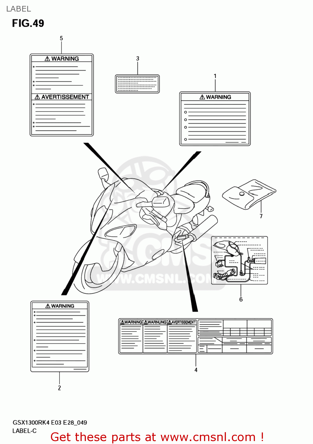 LABEL GSX1300RZ HAYABUSA 2004 (K4) USA (E03)