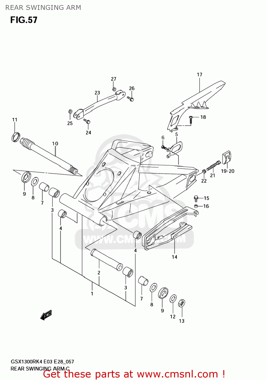 REAR SWINGING ARM GSX1300RZ HAYABUSA 2004 (K4) USA (E03)
