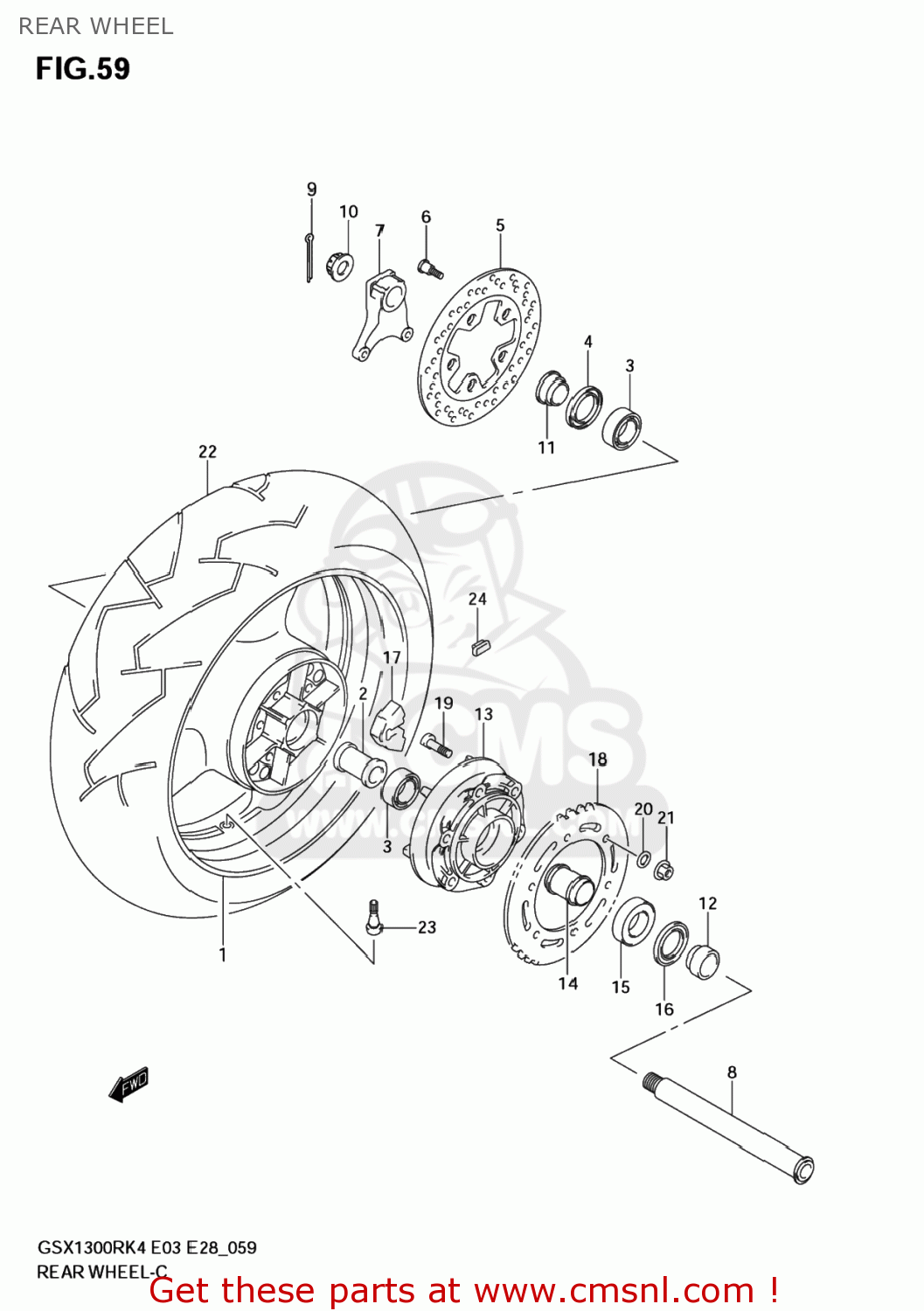 REAR WHEEL GSX1300RZ HAYABUSA 2004 (K4) USA (E03)