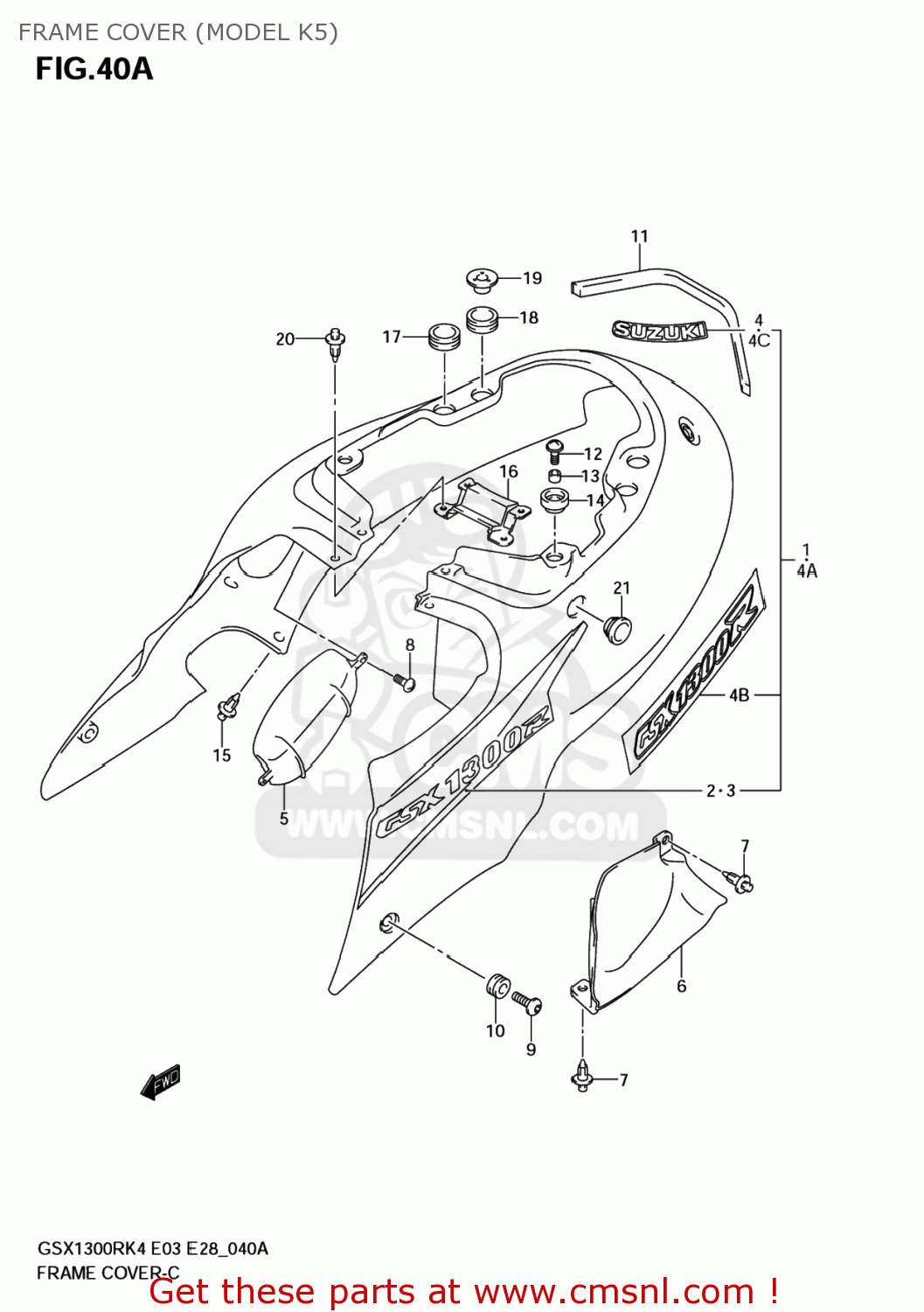FRAME COVER (MODEL K5) GSX1300RZ HAYABUSA 2005 (K5) USA (E03)