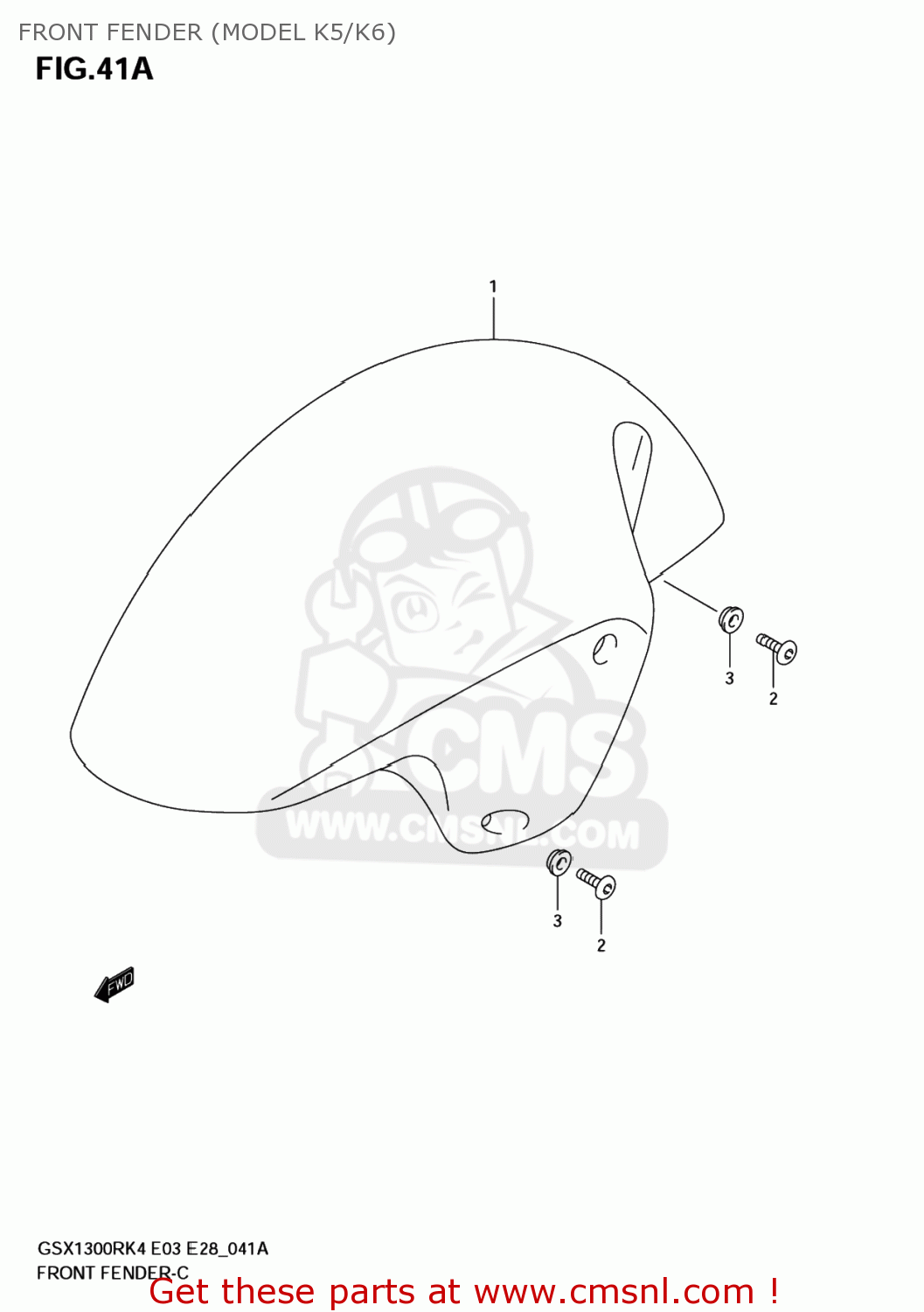 FRONT FENDER (MODEL K5/K6) GSX1300RZ HAYABUSA 2005 (K5) USA (E03)