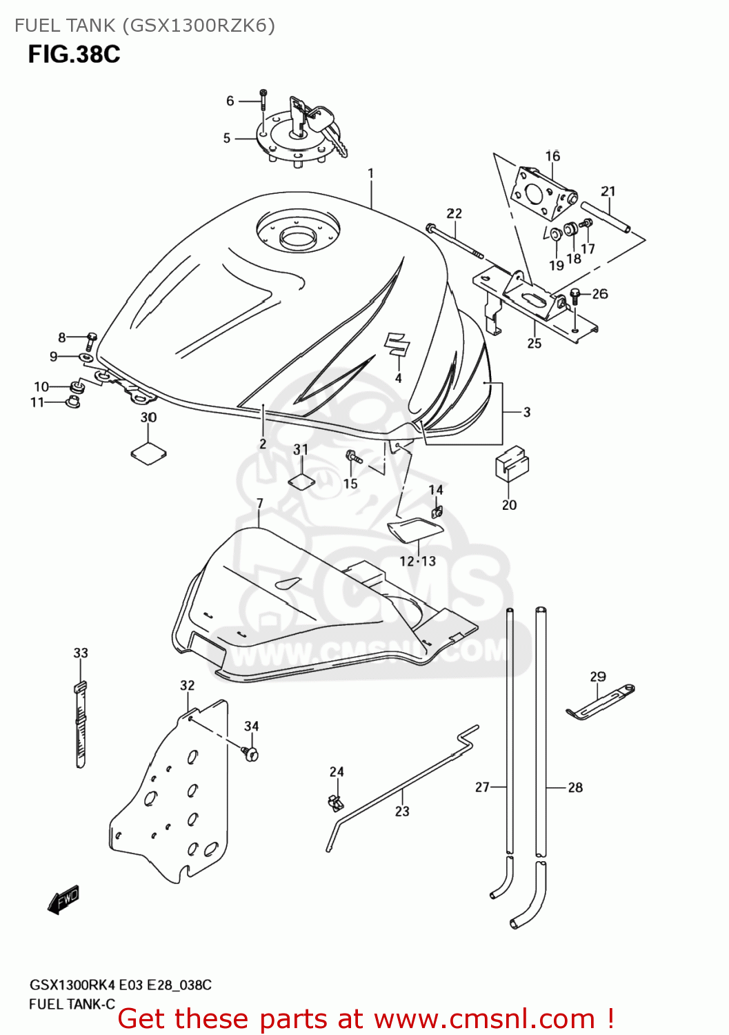 FUEL TANK (GSX1300RZK6) GSX1300RZ HAYABUSA 2005 (K5) USA (E03)