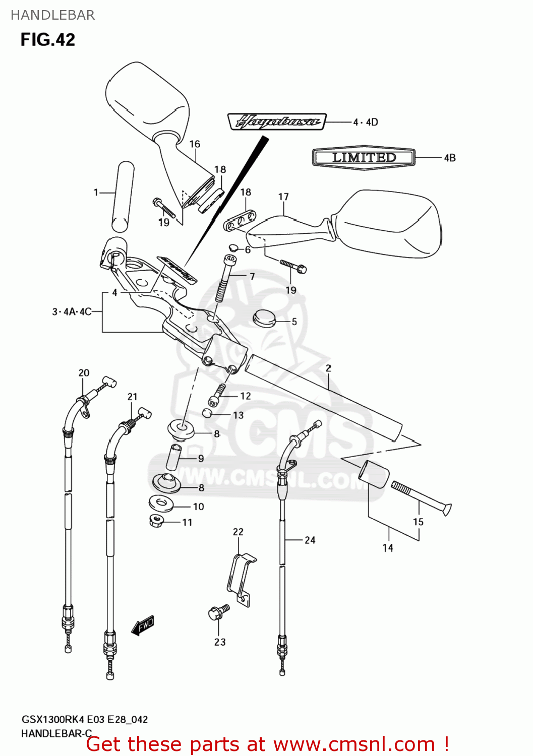 HANDLEBAR GSX1300RZ HAYABUSA 2005 (K5) USA (E03)