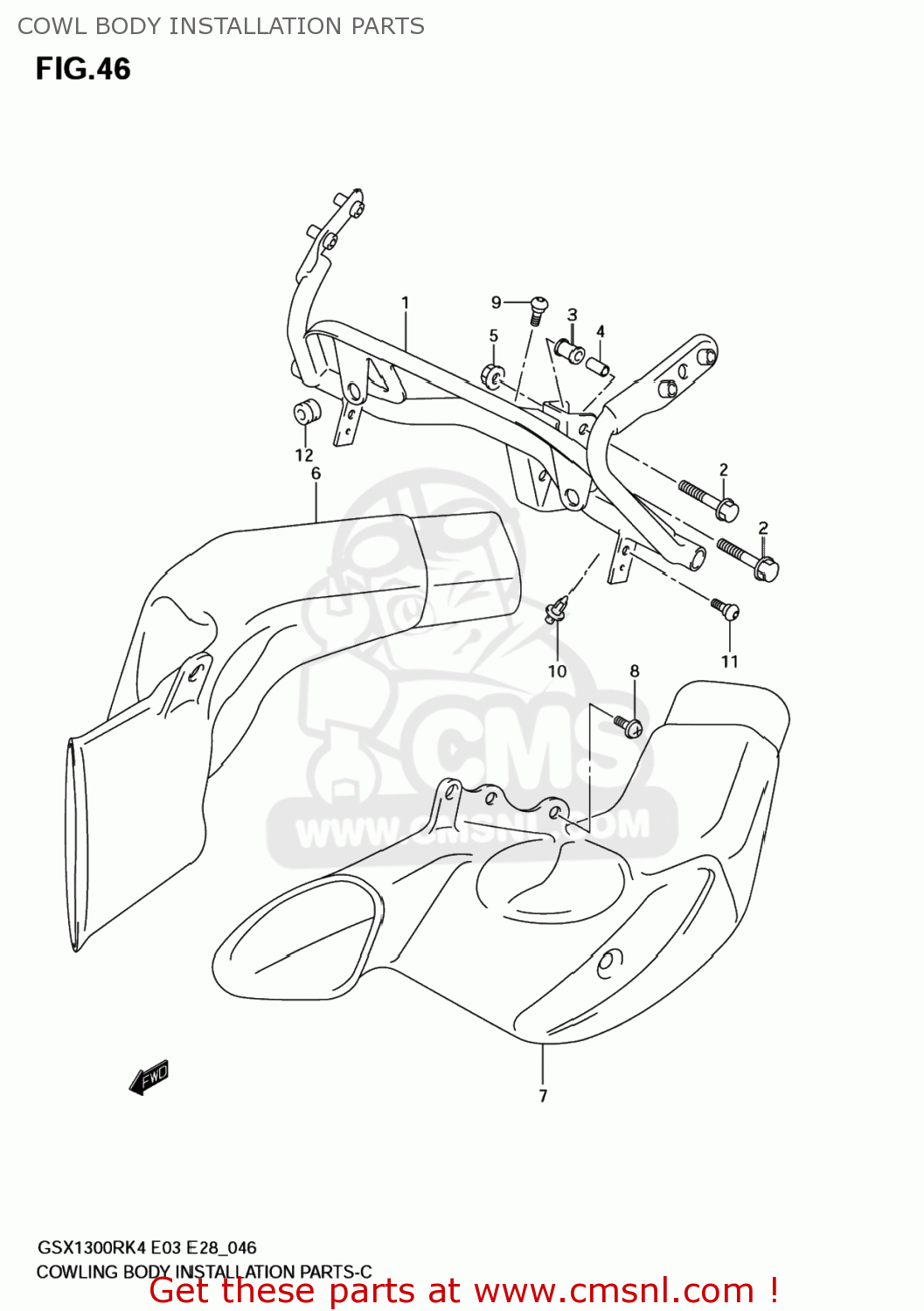 COWL BODY INSTALLATION PARTS GSX1300RZ HAYABUSA 2006 (K6) USA (E03)