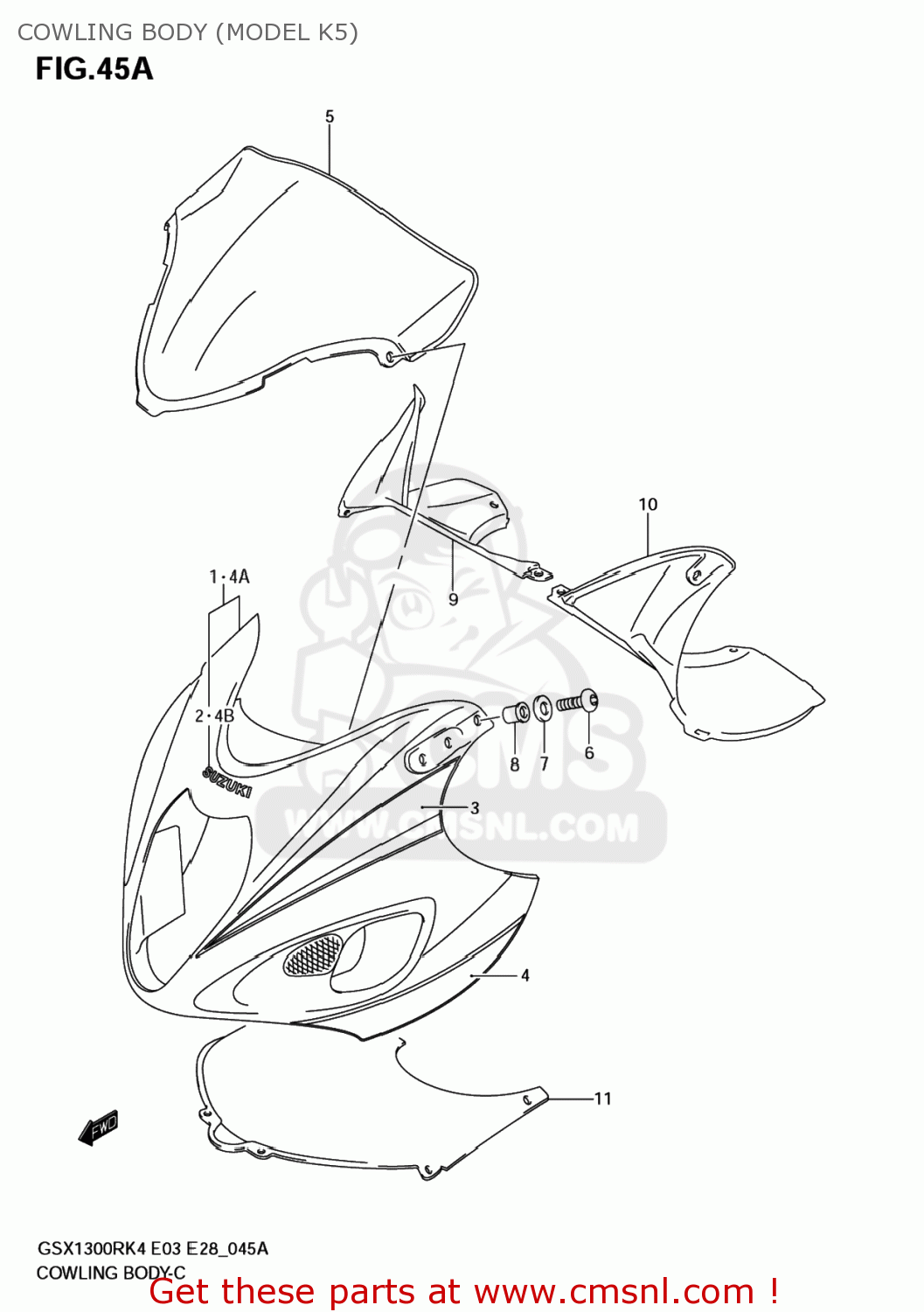 COWLING BODY (MODEL K5) GSX1300RZ HAYABUSA 2006 (K6) USA (E03)