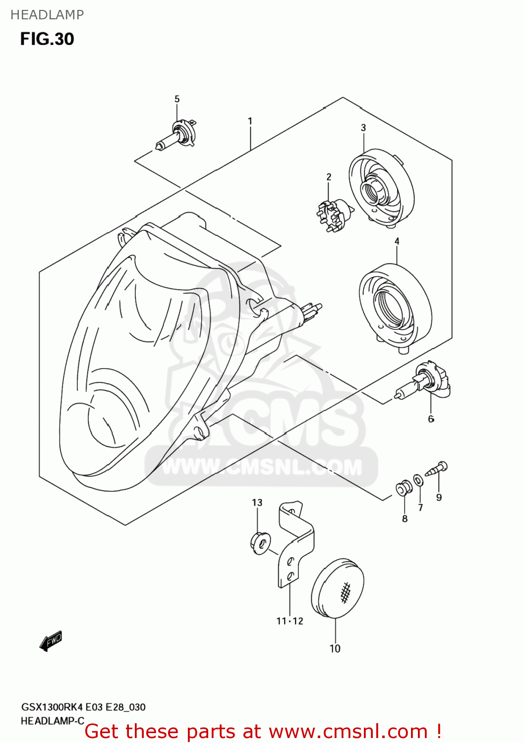 HEADLAMP GSX1300RZ HAYABUSA 2006 (K6) USA (E03)