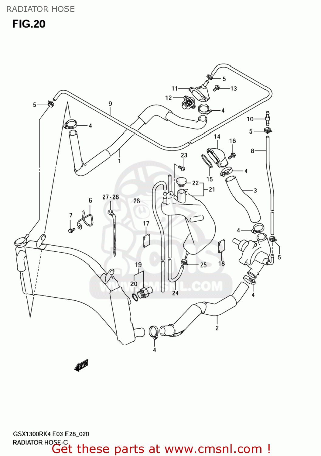 RADIATOR HOSE GSX1300RZ HAYABUSA 2006 (K6) USA (E03)