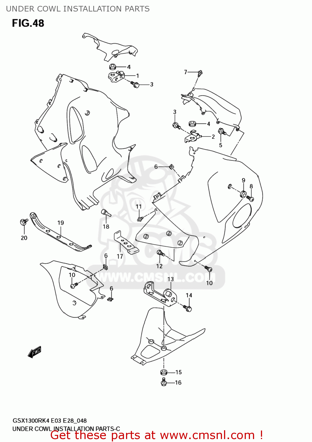 UNDER COWL INSTALLATION PARTS GSX1300RZ HAYABUSA 2006 (K6) USA (E03)
