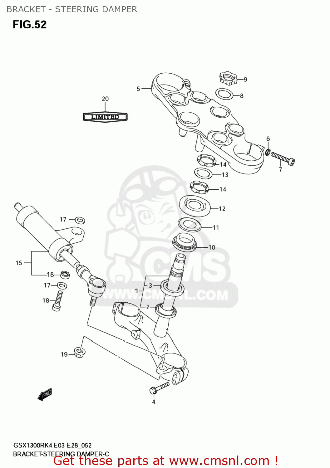 BRACKET - STEERING DAMPER GSX1300RZ HAYABUSA 2007 (K7) USA (E03)